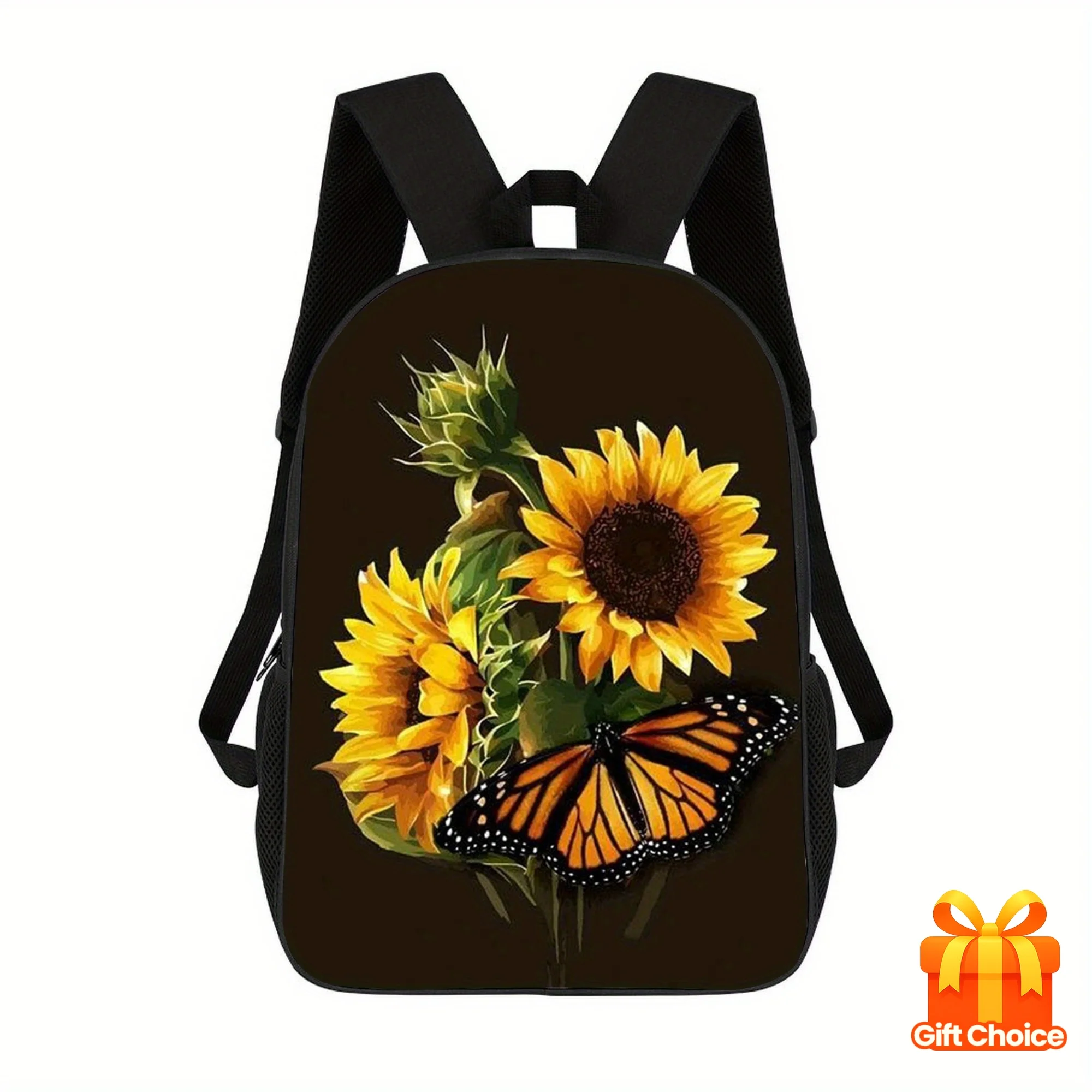 

Classic Sunflower and Butterfly Printed Casual Backpack - Lightweight and Durable with Adjustable Shoulder Strap