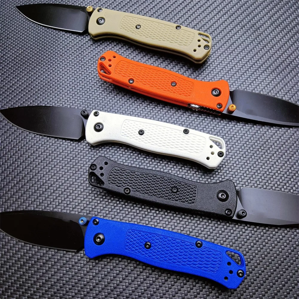 Multi-color BM 533 Pocket Folding Knife Sharp Drop-shaped Black Blade Nylon Wave Fiber Handle Outdoor Camping EDC Utility Tool
