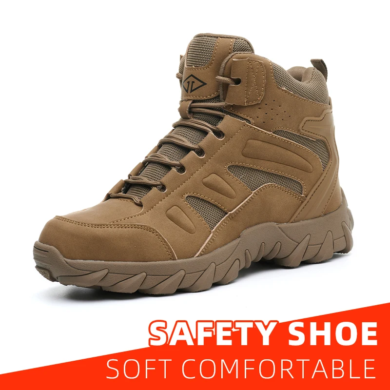 Men's Heavy Duty Industrial Safety Shoes Puncture Resistant Anti Smash Work Boots for Protection