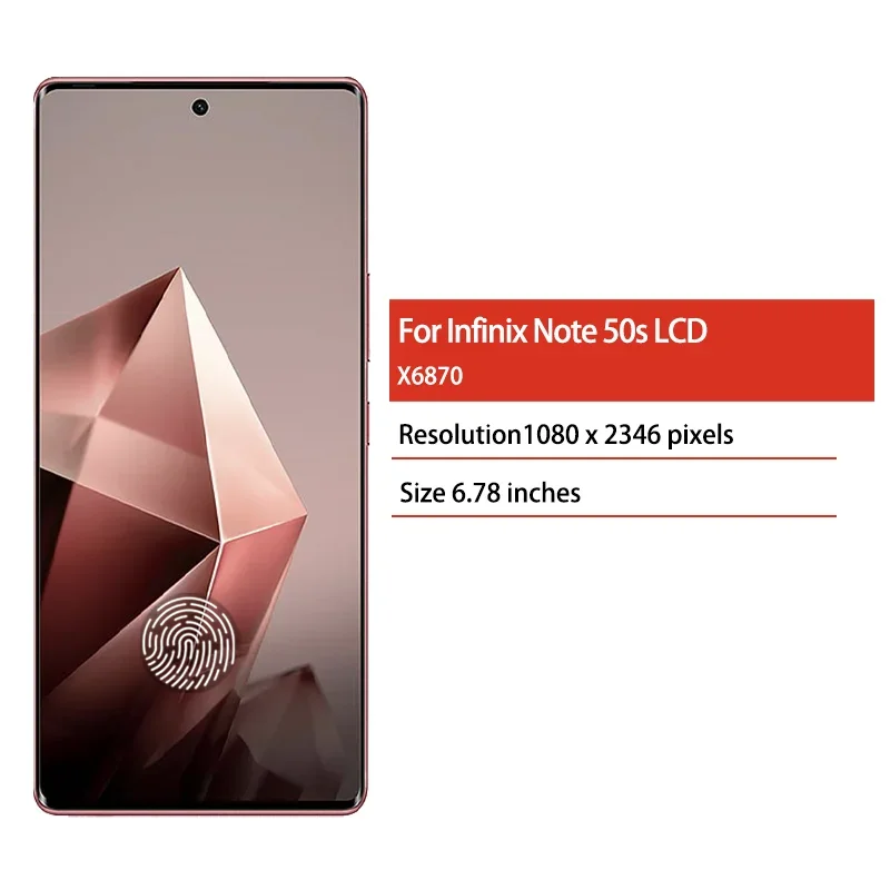 6.78' Super AMOLED For Infinix Note 50s LCD X6870 Display Touch Screen Assembly Digitizer For Infinix Note50S LCD With Frame