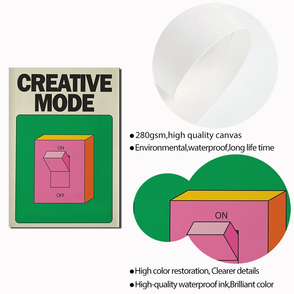 Creative Mode Wall Print Colorful Poster Retro Pink Switch Wall Art Canvas Painting Trendy Room Decor Pictures For Living Room