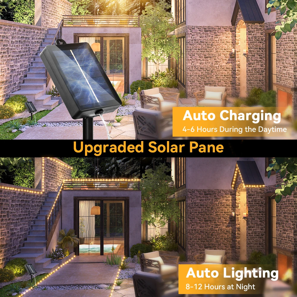 Waterproof Rope Hemp Solar String Light 100/200LED 8 Mode Fairy Lamp Outdoor Patio Lamp for Garden Christmas Wedding Party Decor