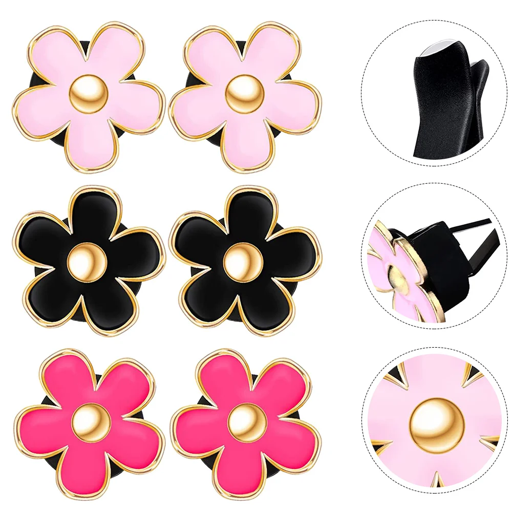 

6pcs Flower Air Vent Clip Alloy Car Freshener Decor For Women Car Interior Accessories Decorative Air Vent Decoration