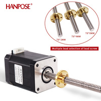 Nema17 stepper motor 1.8A 52N.CM 17HS8401S-T8 310MM with Copper nut lead 2/4/8mm for 3D printer 40/48/60mm Handwheel screw motor