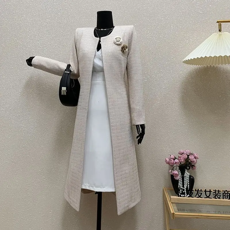 Luxury Brand Long Trench Coat Women Coat High Quality Belt Slim A-Line Outerwear Spring Autumn Jacket Design Clothes Long-Sleeve