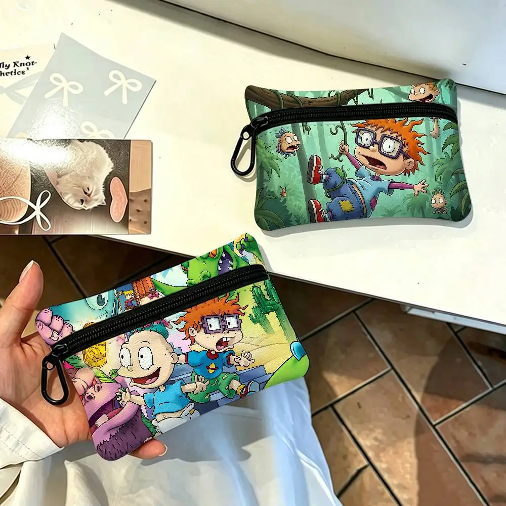 Cartoon Funny R-Rugrats Wear-resistant Oxford Cloth Coin Purse Portable Backpack Hanging Card Storage Bag