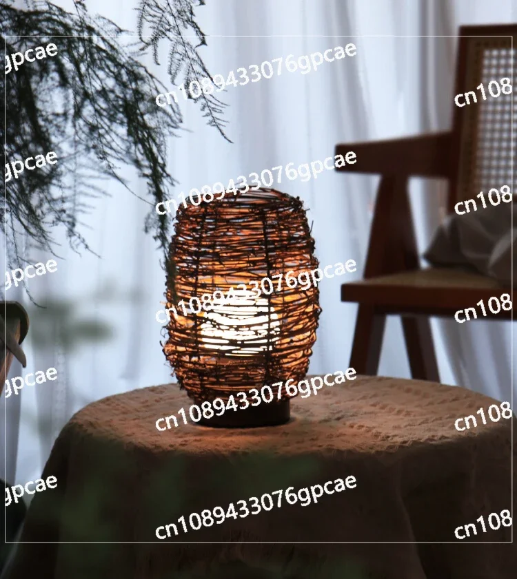 

Table Lamp New Chinese Style South East Asia Rattan Retro Atmosphere Tea Room Living Room Bedroom Bedside Night Lamp