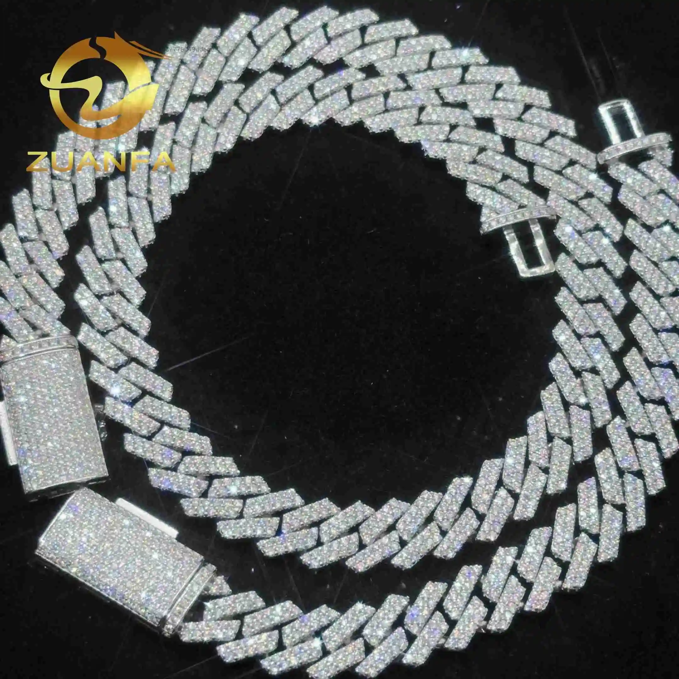 to Ready Ship 13mm Cuban Link Chain Moissanite Hip Hop Jewelry 925 Silver Iced Out Cuban Chain Necklace With GRA Certificate..