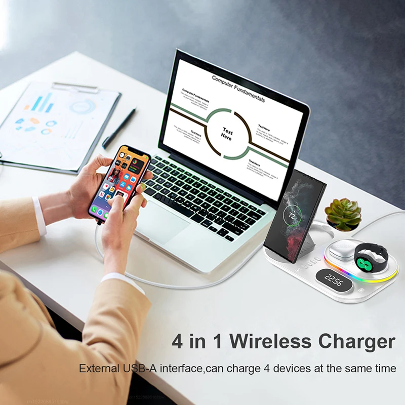 Wireless Charger 3 in 1 For Samsung Galaxy S22/S23 Ultra 30W Qi Fast Charging Station For Galaxy Watch 6/5 Pro Chargers Foldable