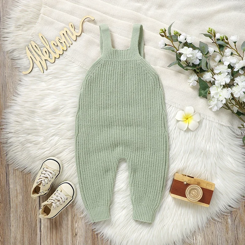 Baby Rompers Knitted Infant Boy Sling Jumpsuit Cute Embroidered Hedgehog Newborn Kid Clothing 0-18M Sleeveless Overalls Playsuit