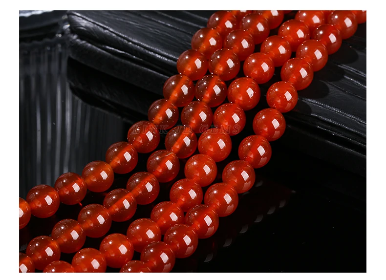 7A Naturstein Rote Achatperle Runde Karneol-Onyx Lose Zwischenperlen für Schmuckherstellung DIY Armbänder Halsketten Zubehör – Detail 8