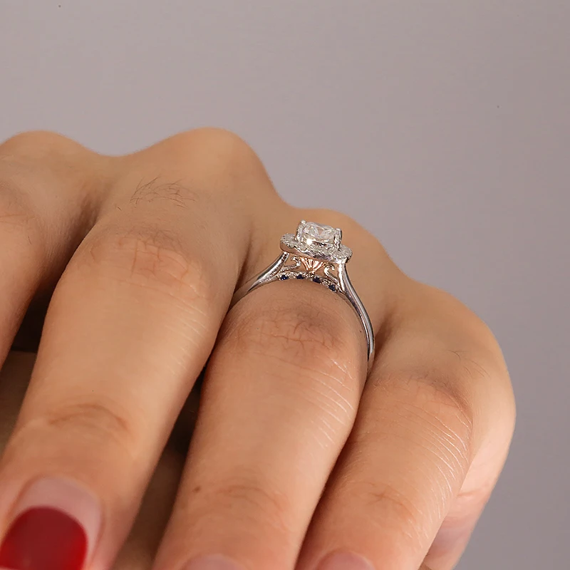 IGI Certificate DE Color 1.0Carat 5x6mm Cushion Cut Lab Grown Diamond Engagement Ring Solid Real 14k White Gold for Women Ring image 4