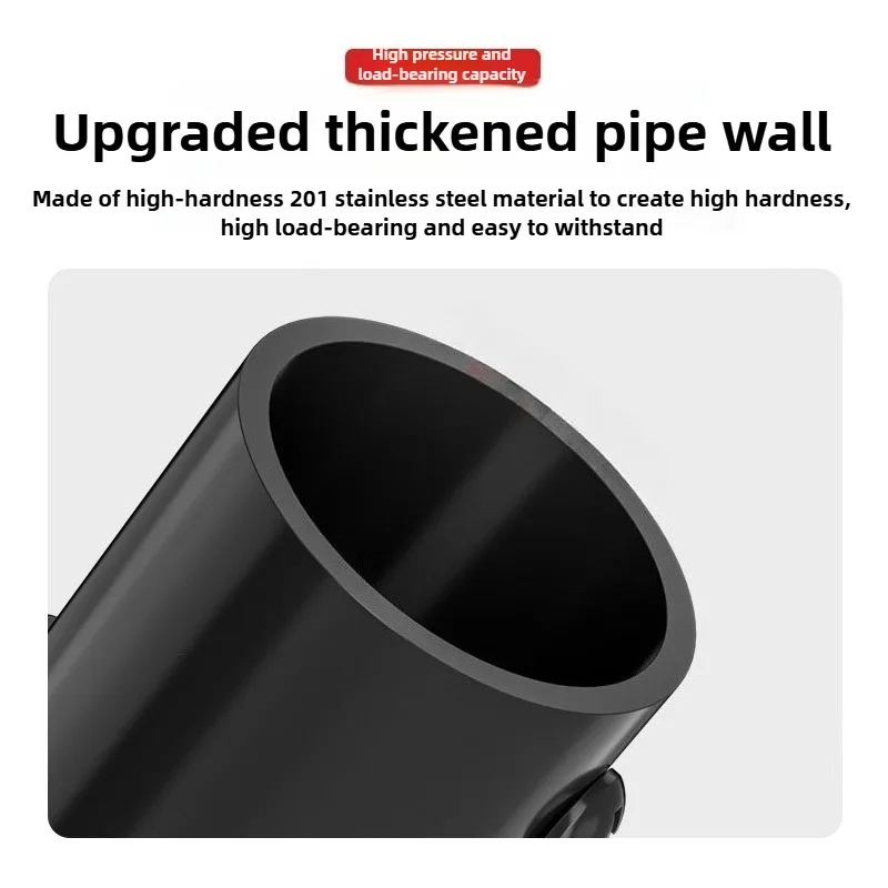 2pcs 19-32mm Black Stainless Steel Pipe Bracket Tube Support Flange Seat For Wardrobe Hanging Rail Rod Pole Socket End Holder