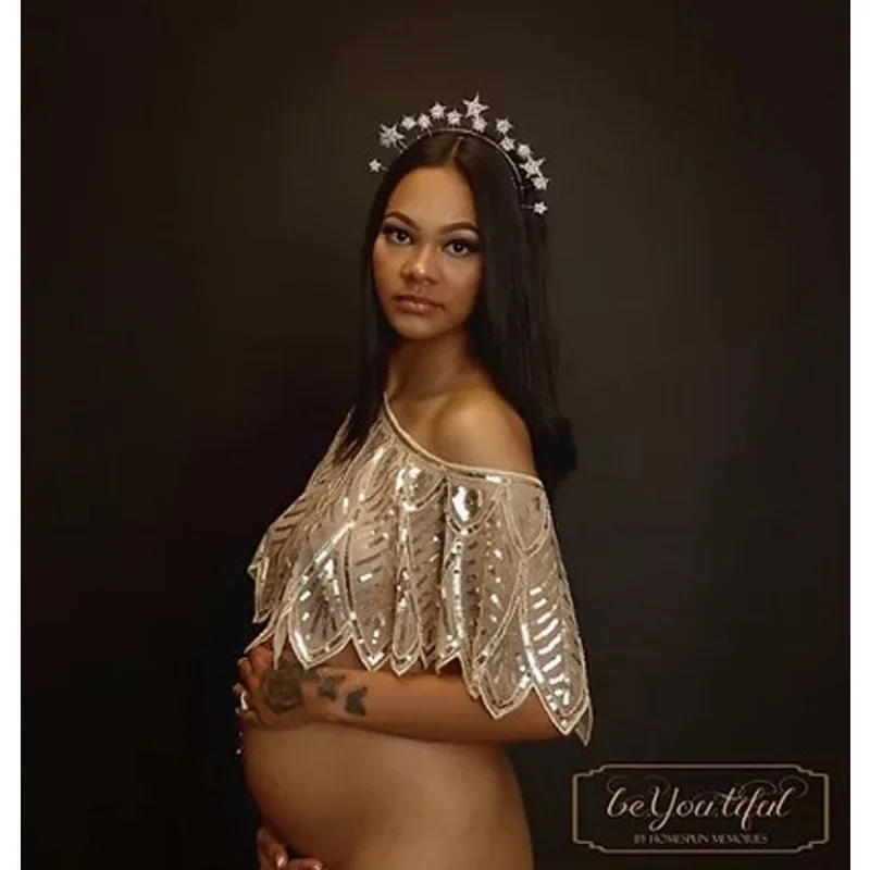 Maternity/Boudoir Body Cape Sequin Dresses Photoshoot  Baby Shower فساتين حوامل платье для беременных платье