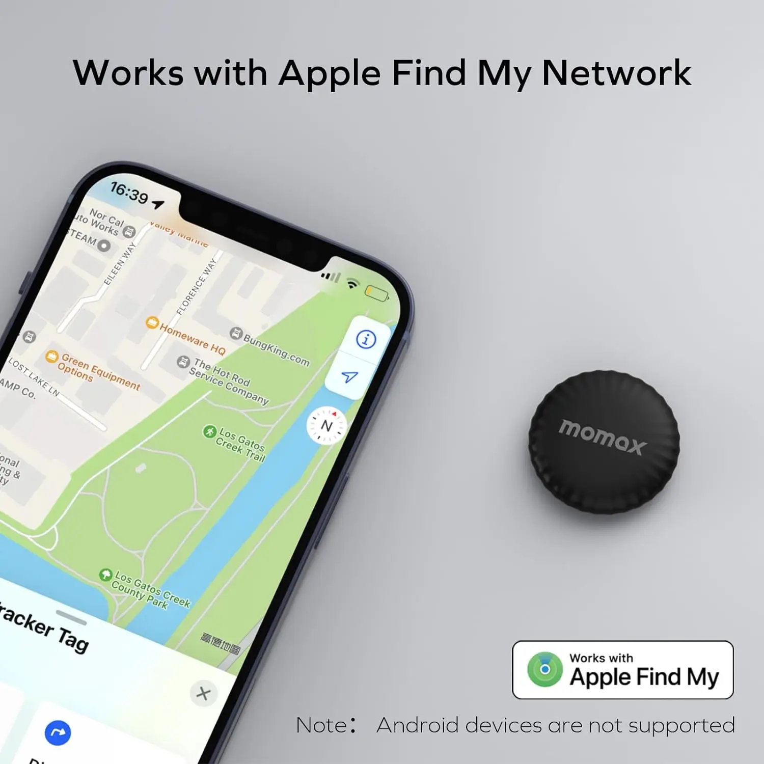 Imagem -02 - Momax-tracker Tag Key Finder Lost Key Finder Funciona com a Apple Find my App Sound Location Pintag para Bagagem Mala Carteira Pet Kid