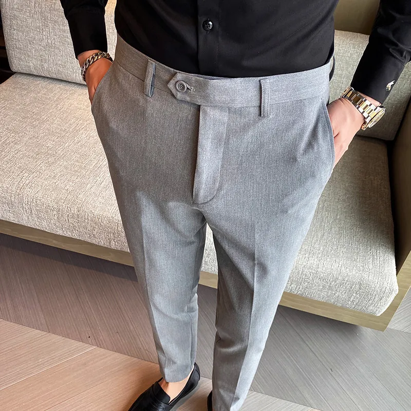 40 42 Summer Ankle Length Business Dress Pants Men Casual Office Social Suit Pant Wedding Party Streetwear Trousers Men Clothing