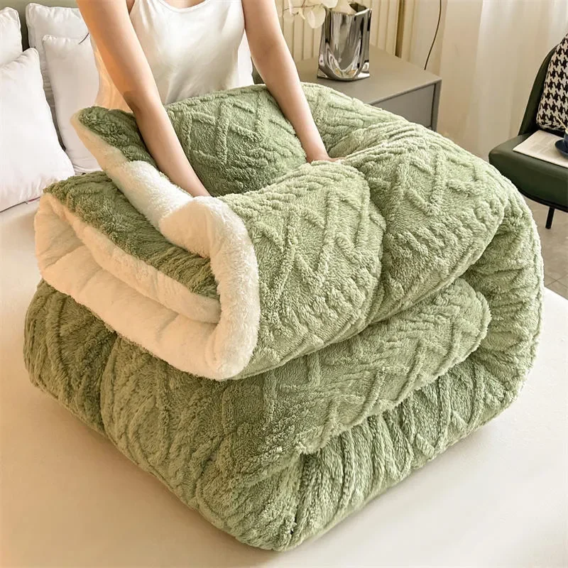 Warm Winter Super Thick Blanket Quilt for Bed Artificial Lamb Cashmere Weighted Soft Comfortable Blankets Warmth Quilt Comforter