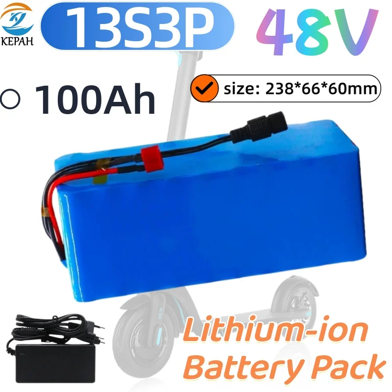 2026 New Release 13S3P 48V 100000mAh Electric Scooter Battery 18650 Lithium-ion Long-Lasting Power Pack for Scooters