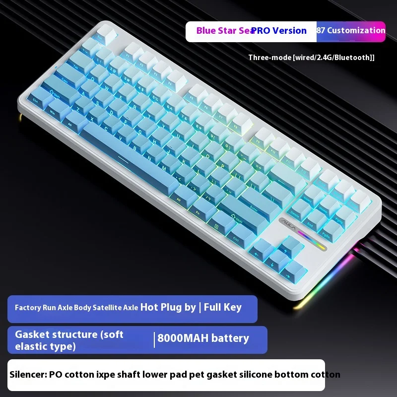 

Aula F87 Mechanical Keyboard Three Mode Rgb Hot Plug Wireless Game Keyboard Pbt Gasket Spider F87 Keyboard Ergonomics