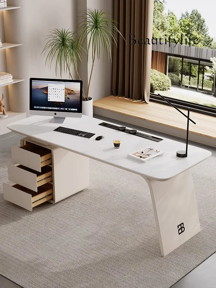 

Designer Model Light Luxury Modern Minimalist Stone Plate Desk Home Bedroom Office Electric Desk