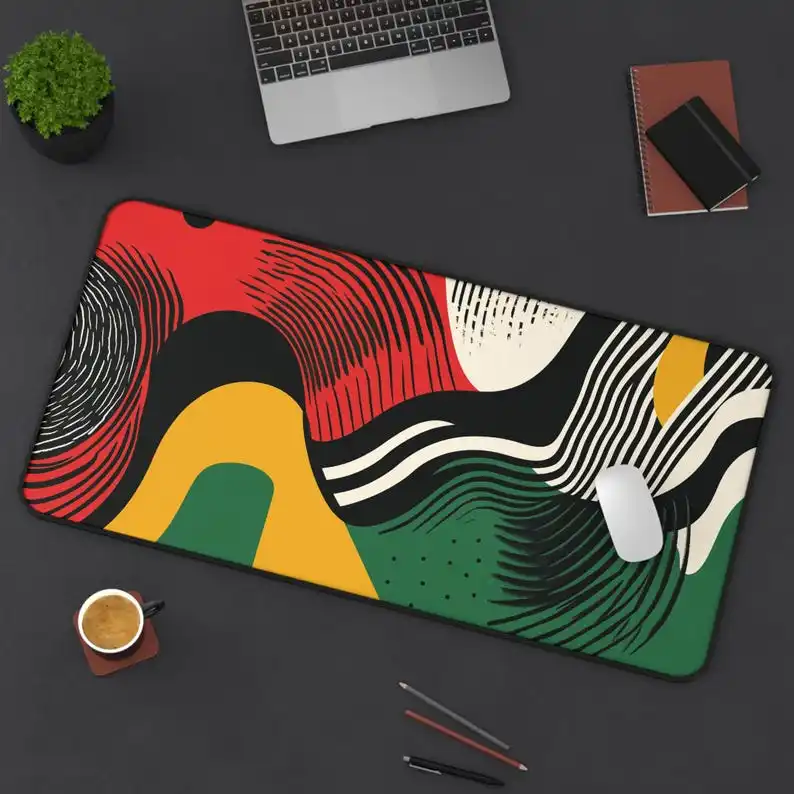 Abstract Art Mousepad,colorful Retro Deskmat, Geometric Pattern Deskmat,modern Aesthetic Gaming Mousepad,unique Office Accessory