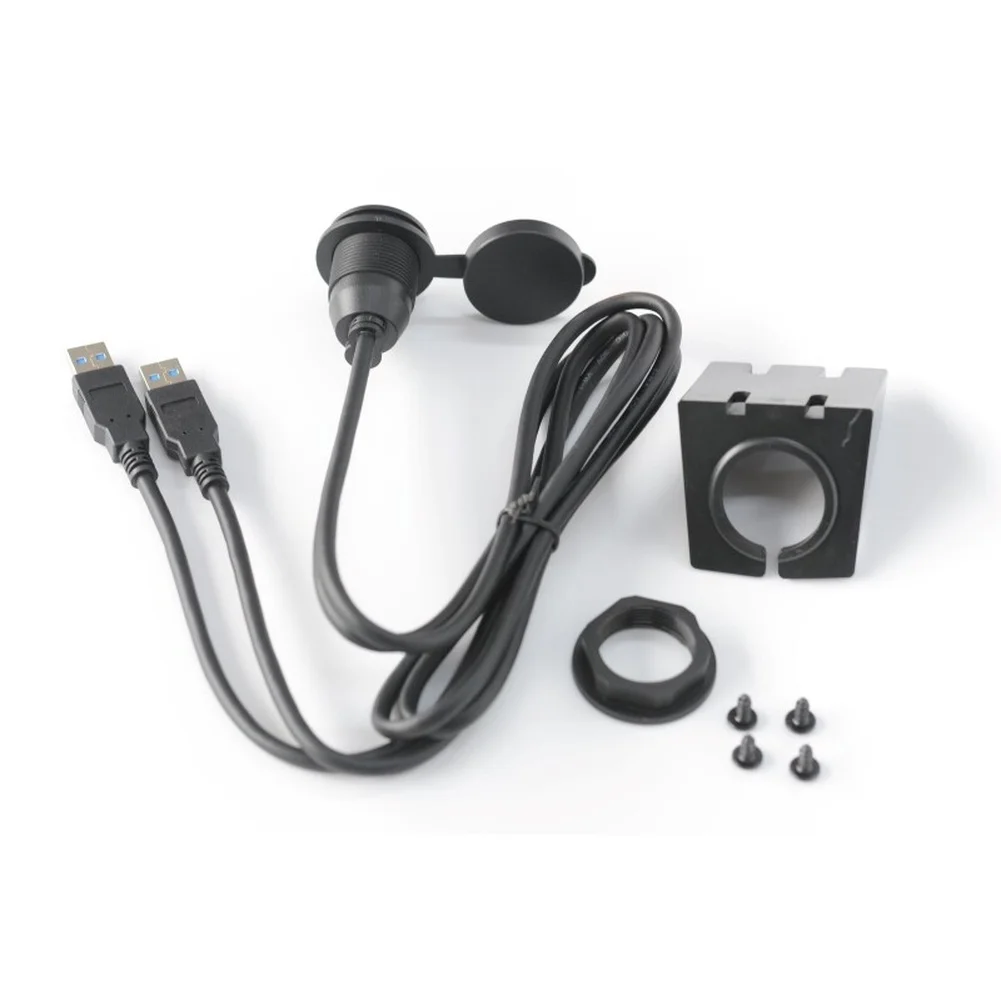 For Car-Mount USB 3.0 Dual Female Extension Cable Compatible with RV Truck Boat Motorcycle Charging and Data Transfer