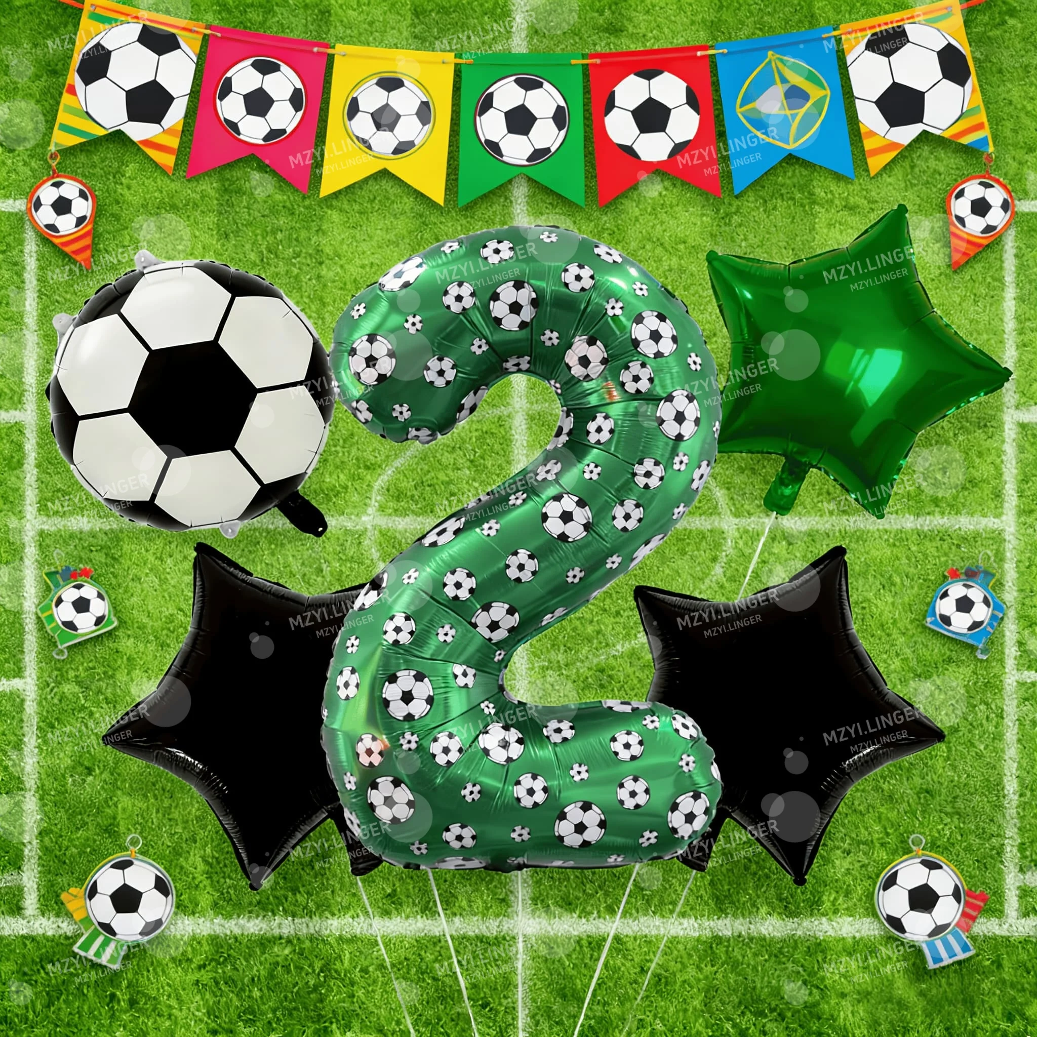 Fußball-Ballon-Set | Fußball-Themen Geburtstagsdekoration für Geburtstagsfeiern, Fußball-Party-Luftballons, Sport-Themen Partyzubehör – Detail 6