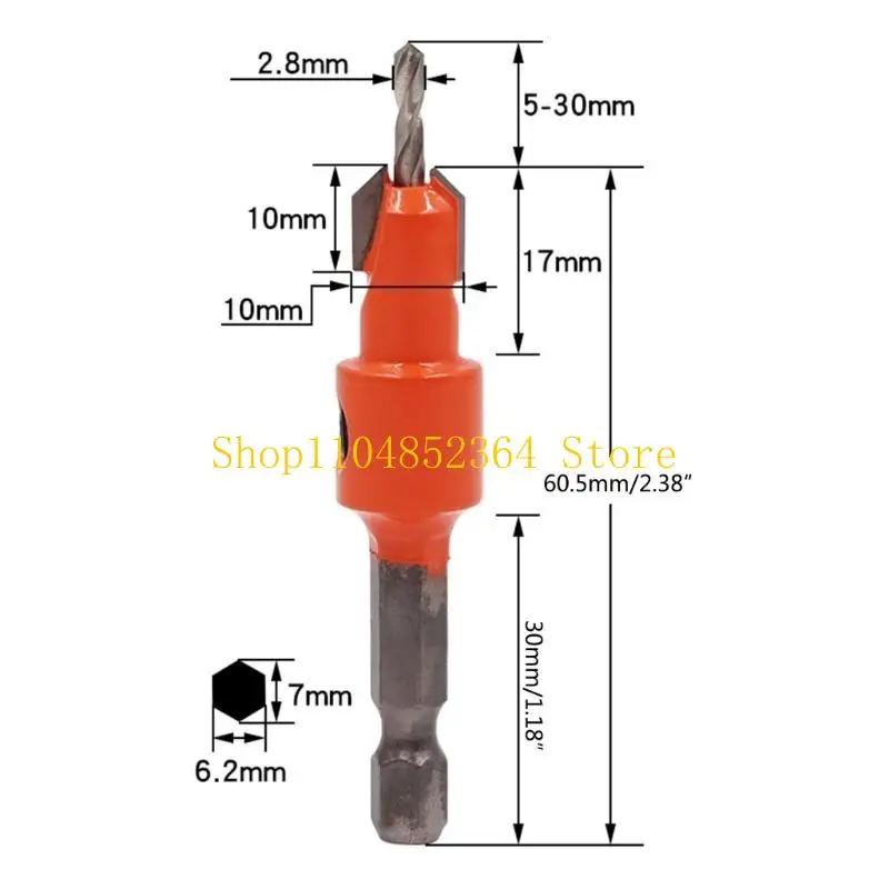 

652F Professional Shank Woodworking Drill Bit Countersink for Construction Site