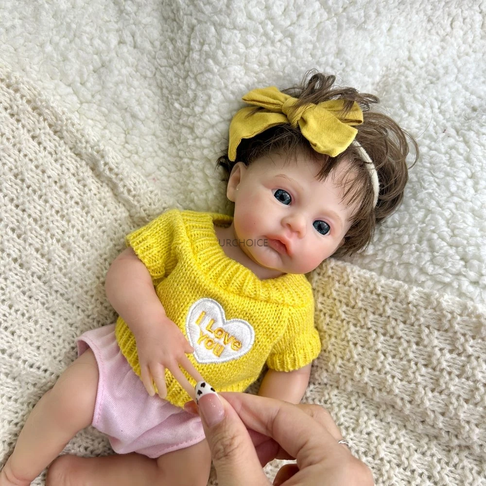 （Big discounts）Mini 12Inch Full Soft Silicone Reborn Baby Girl Meadow Washable Body Lifelike Details 3D Skin Doll Birthday Chris