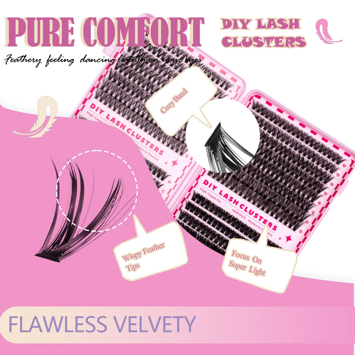 Wimpern-Cluster-Set, 640-teilig, Verlängerungen 30D40D60D80D, einzelne Wimpern, D-Curl, dünne Wimpern, dünnes Band mit Bond-Siegel-Pinzette