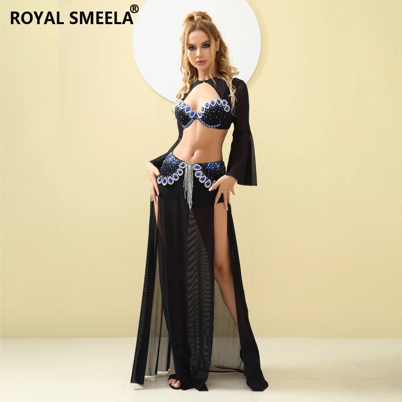 Professional belly dancing costume for women rhinestone bellydance clothes bra top and skirt belly dance set belly dancer outfit