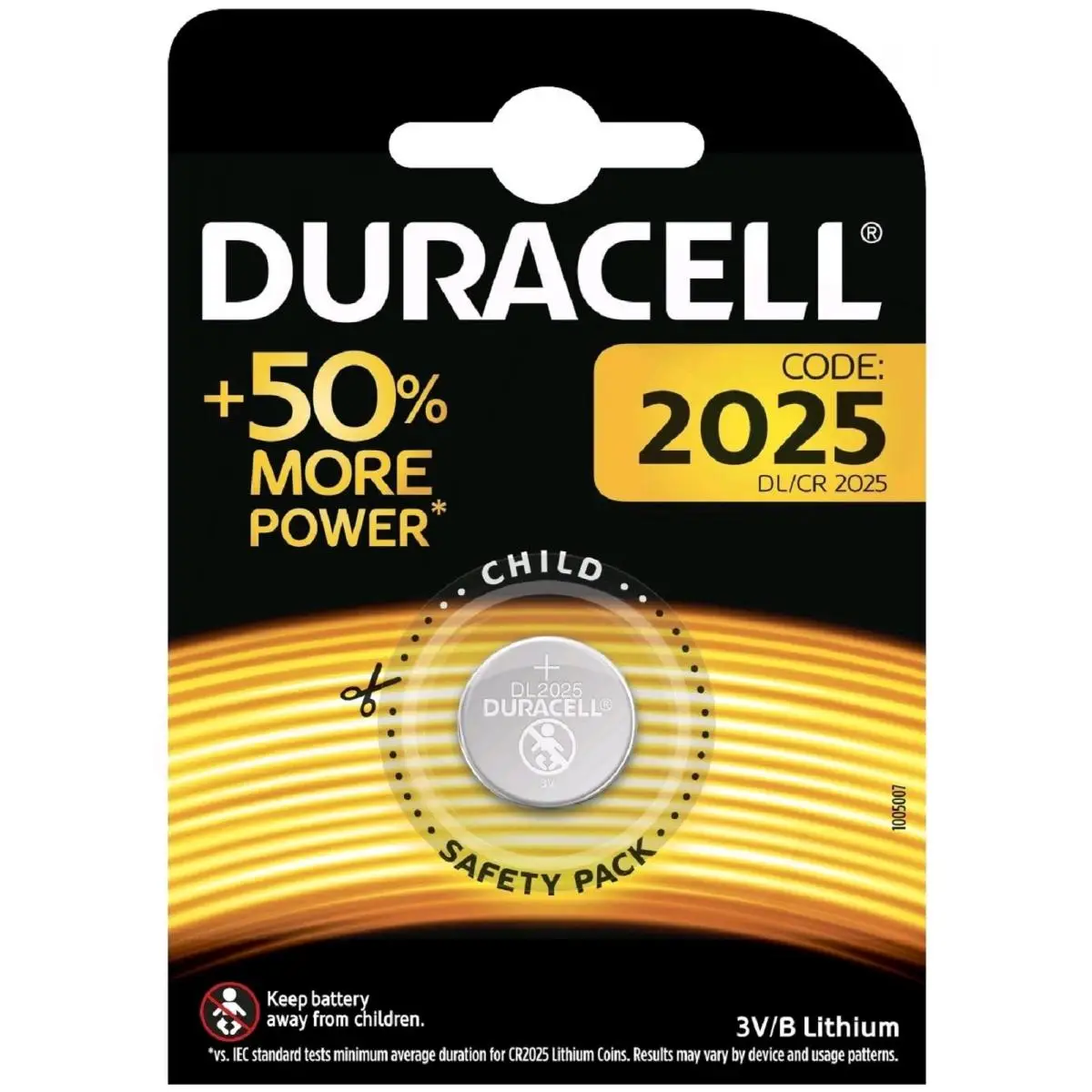 Duracell original battery lithium CR2025 3V button battery in blister 1X unit