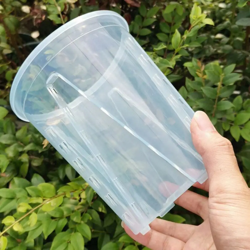 Plant Pot Transparent Thickened Large Capacity Flowerpot Breathable DIY Plant Plastic Permeable Tall Flower Pot Garden Supplies