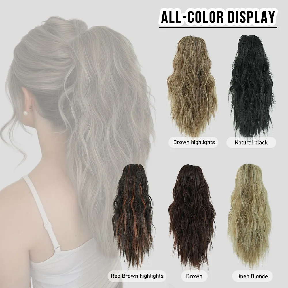 

Fashion Wavy Claw Clip In Ponytail Hair Curl Clip Lady Daily Use Black Natural synthetic wign Fluffy Ponytail Hair Accessory