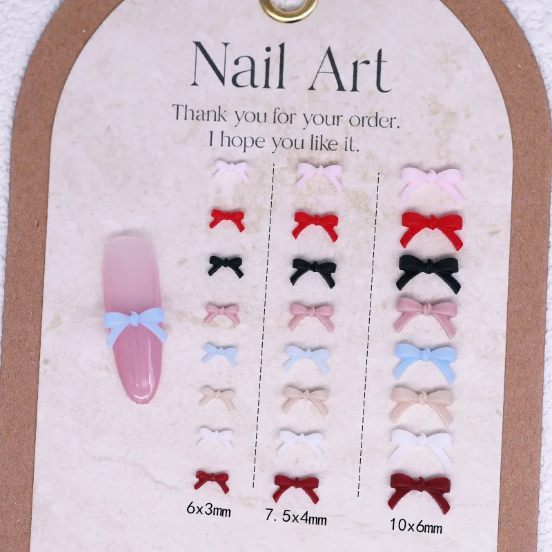 50Pcs Sweet Simple Bow Nail Charms Mixed Size Floating Ribbon Bow Ornaments All Match DIY Handmade Manicure Nail Decor Supplies