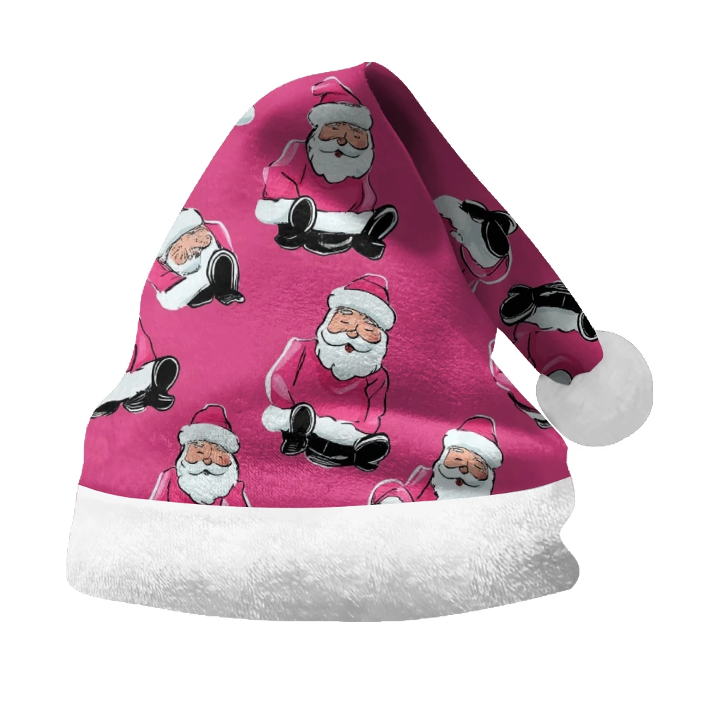 Barbie Pink Christmas Hat Printed Velvet Winter Fashion Party Preferred Daily Outing Matching Item