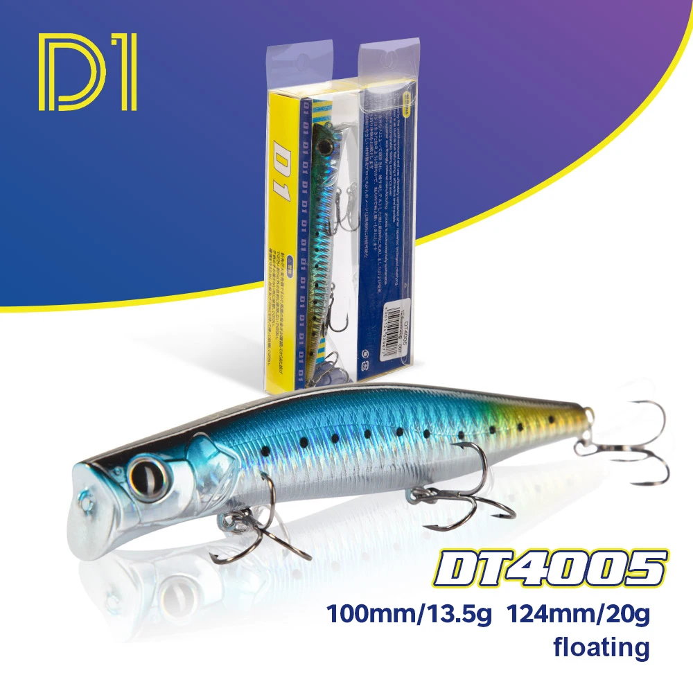 D1 Poppers Floating &Top Water Fishing Lures 100mm 13.2g 124mm 20g Saltwater Hard Baits Wobblers Of Seabass Pecsa Fishing Tackle