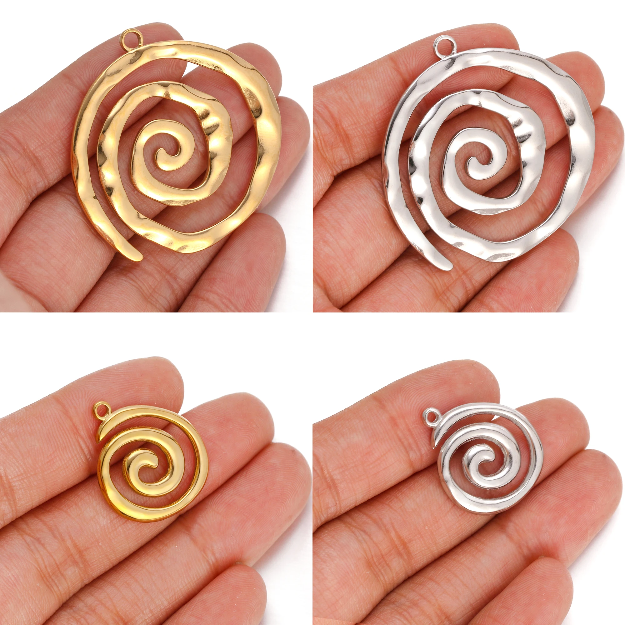 

3Pcs/Lot Stainless Steel Swirl Charms for Jewelry Making Supplies Spiral Wave Vortex Pendant DIY Necklace Earrings Accessories