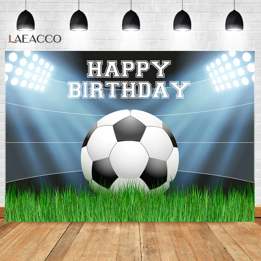 Soccer Football Backdrops For Photography Stadium Green Grass Match Spotlight Birthday Poster Baby Photo Background Photo Studio