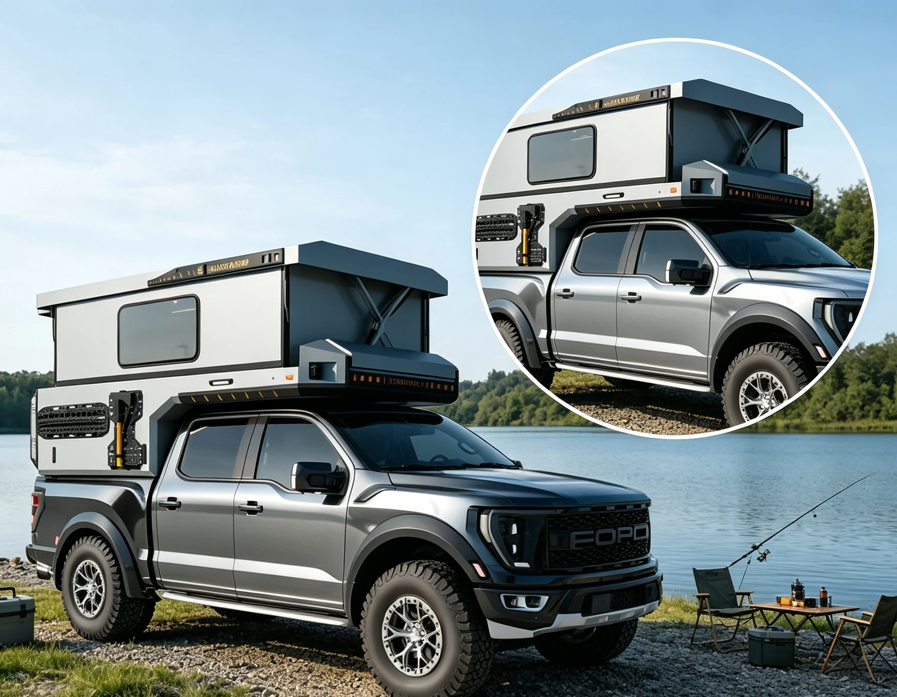 Truck Camper for Pickup 4x4 Foldable Travel Trailer Lightweight Independent Suspension Sleeps 4 Wholesale view 2