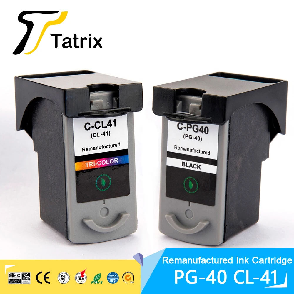 Tatrix PG 40 CL 41 PG-40 CL-41 PG40 CL41 Premium Color Remanufactured Ink Cartridge For Canon Pixma IP188 IP 1800 MP140 Printer