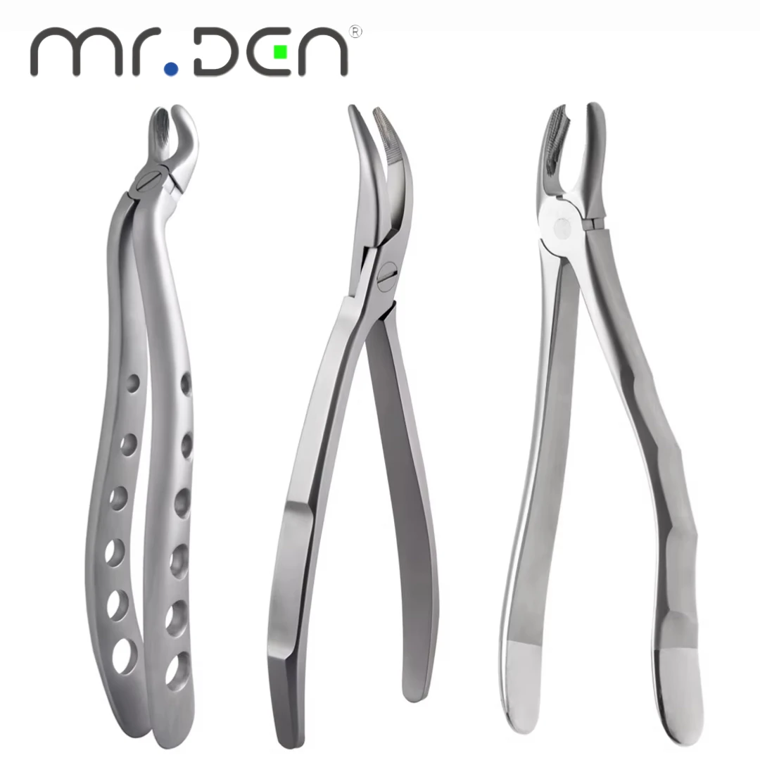 MR DEN ملقط استخلاص الأسنان عالي الجودة للبالغين كماشة أسنان بمقبض متعدد الفتحات لقواطع علوية وسفلية أضراس Bicuspids