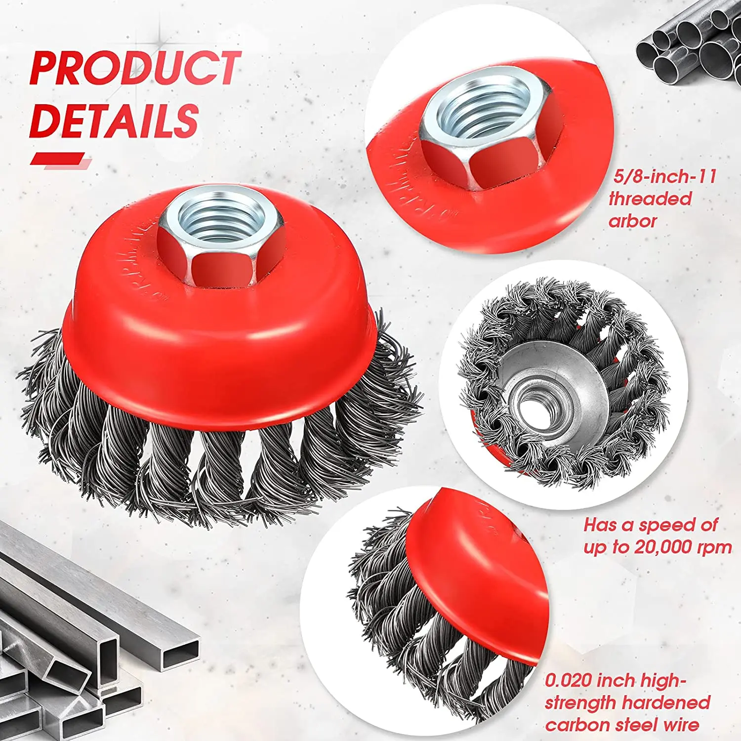 Ruota in filo d'acciaio ritorto M14 /5/8-11 vite Twist Knot Wire Wheel Cup Brush rimuovi sbavatura pulizia accessori per utensili di rotazione