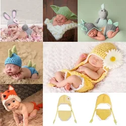 Costume tricoté au crochet pour nouveau-né, lapin imbibé, tenues d'accessoires de photographie, vêtements pour bébés, vêtements pour bébés, filles et garçons