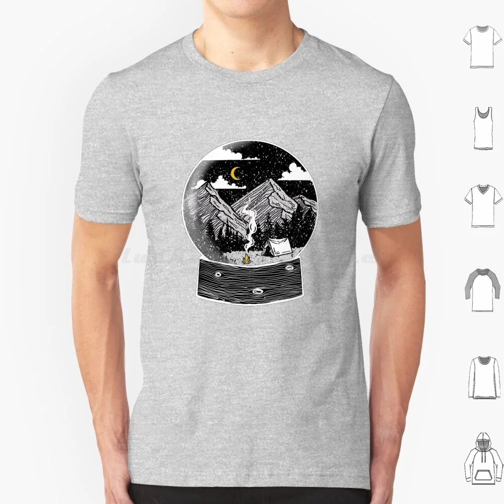Mountain Snowglobe T Shirt 6xl Cotton Cool Tee Snow Snowglobe Winter Mountains Landscape Outdoors Nature Trees Camping Christmas