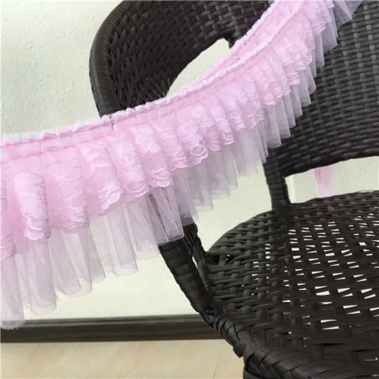 9 CENTIMETRI di Larghezza di Lusso A Pieghe In Chiffon di Applique Del Merletto Guipure 3D Ricamato Ribbon Ruffle Trim Bordo Artigianato FAI DA TE