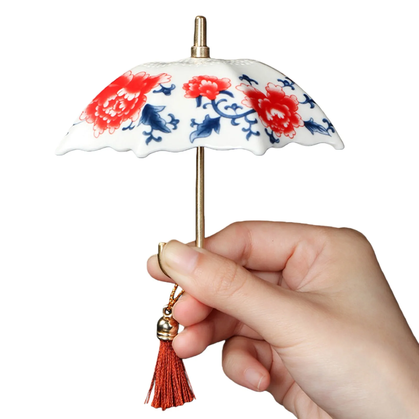 Traditional Chinese Style Tea Strainer Ceramic Multi-Purpose Tea Infuser W/ Unique Umbrella Shape for Table Accessory Home Decor