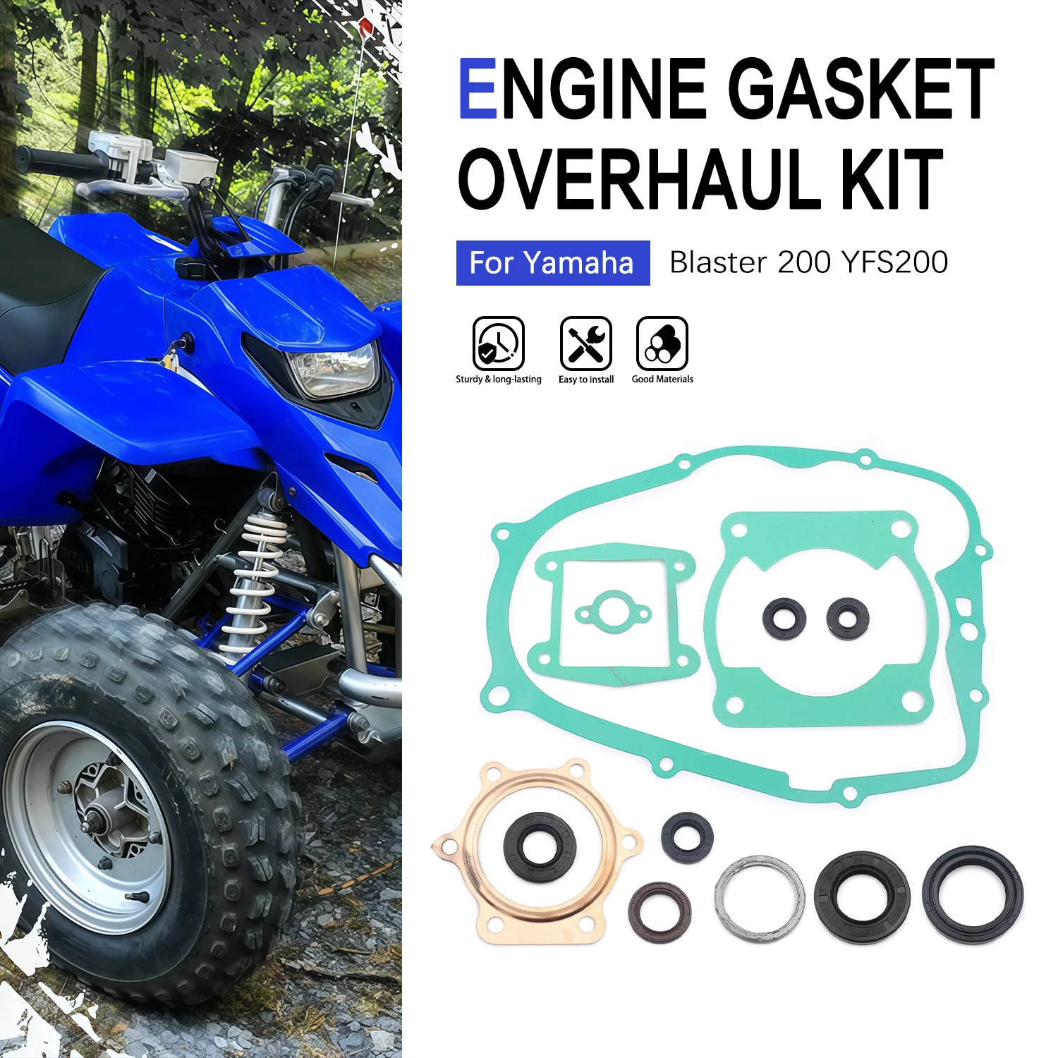 

Engine Head Complete Gasket Kit Motorcycle Parts For Yamaha Blaster 200 YFS200 1988-2006 Oil Seals Top Bottom End Set Compatible