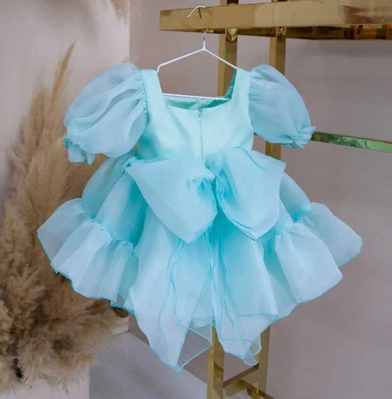 Robe Tutu en Organza à Manches Bouffantes pour Bébé Fille, Tenue Personnalisée avec Grand Nministériels d, Éducative, pour ixd'Anniversaire, de 1 à 14 Ans, Nouvelle Collection