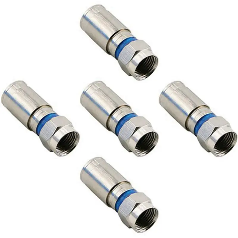 AT21-60Pcs RG6 F Compression Connector RF Wire Connector Solderless Adapter Blue